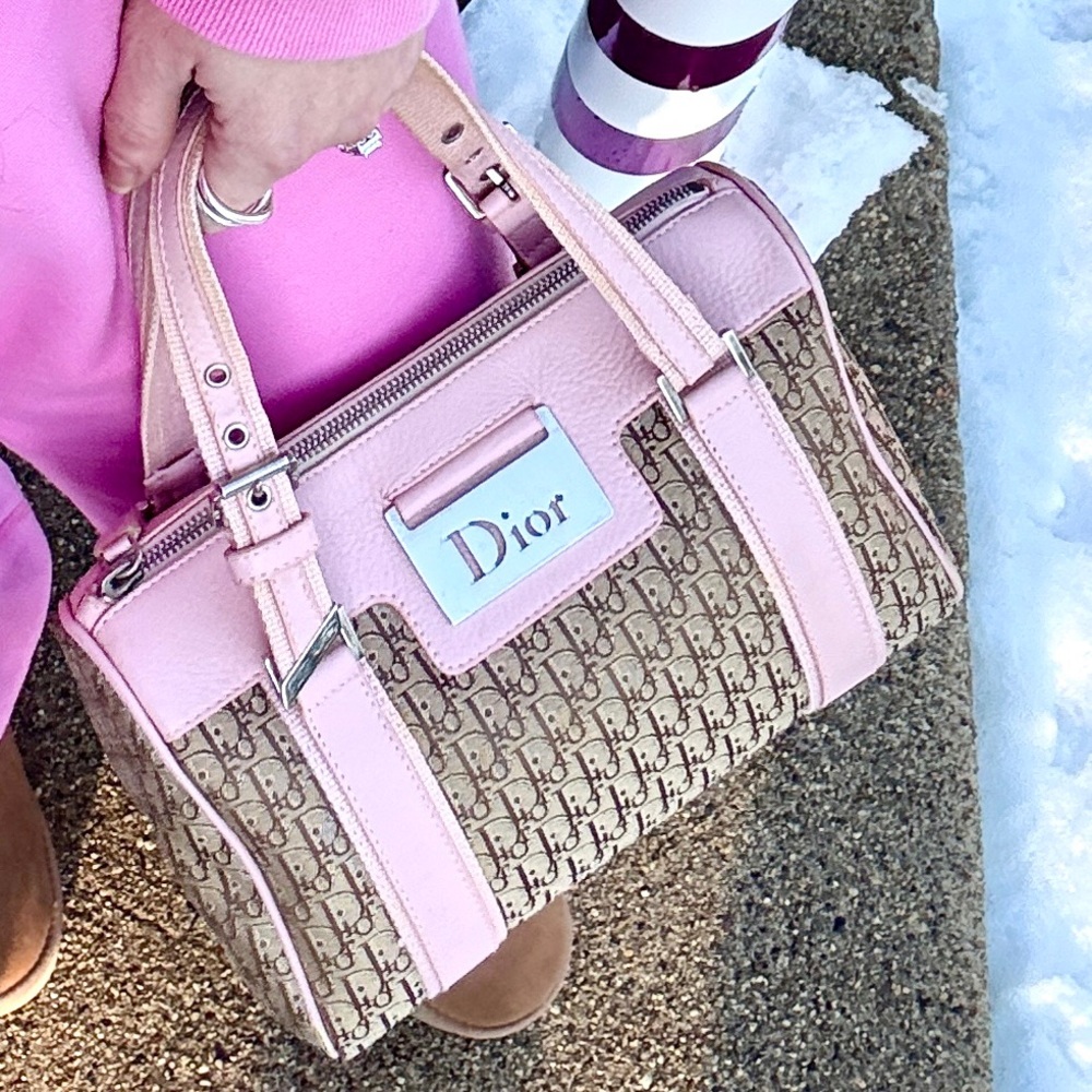 SOLDX RARE Auth Like New DIOR Street Chic Mini Boston Pink & Brown Women's Bag - Picture 1 of 14